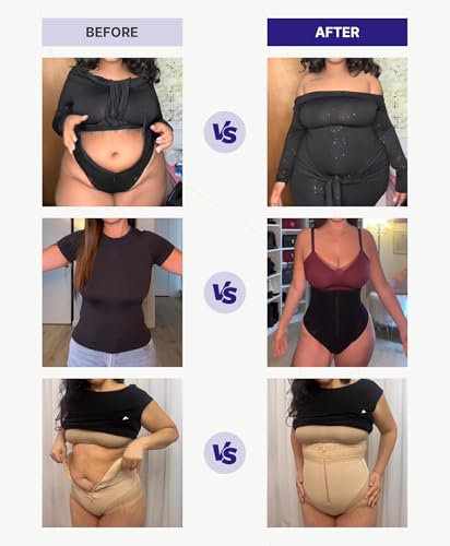 Image of SHAPELLX Tummy Control Thong Shapewear for Women Shaping Thong Body Shaper | Hook Zipper Closure, High Waist, AirSlim, back support, anti-slip, no dig, Faja Panty, under dress, no panty lines, Polka Dot