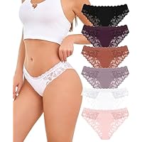 Sth Big Lot de plusieurs culottes en dentelle pour femme, sexy, brésiliennes, respirantes, sous-vêtements pour femme, Multicolore - Lot de 6, S