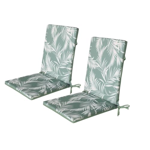 Atout Ciel Lot de 2 Coussins de Fauteuil d'extérieur Bicolore en Tissu déperlant 90x40cm, imprimé Vert/uni