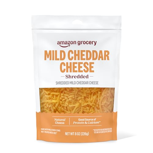 Amazon Grocery, Mild Cheddar Cheese, Shredded, 8 Oz