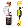 EyGde RV Surge Protector 30 Amp - 30Amp Circuit Analyzer with Waterproof Cover+30 Amp to 50 Amp RV Adapter, Patented 4200Joules Electrical Adapter