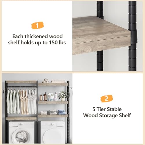 Sunvasagoo Over Washer and Dryer Shelves, Laundry Room Organization and Storage, Heavy Duty Adjustable Height Bathroom Shelf for Home Decor - Thumbnail 6