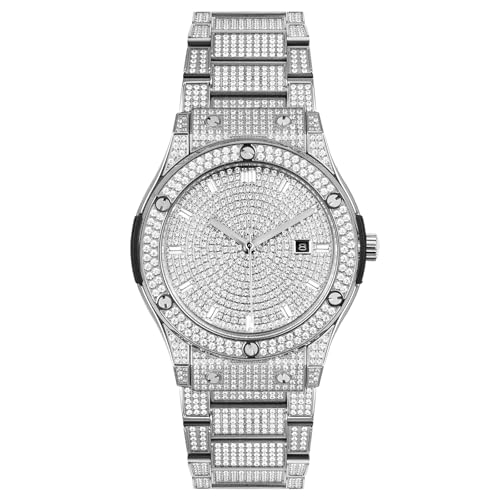 Diamond Wrist Watch for Women, Mechanical Automatic Watch Waterproof Wrist Watch for Men Analog Watch Thousands Diamond Luxury Fashion Gift Round Diamond Watch