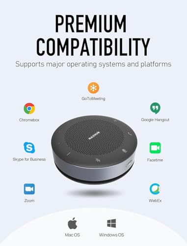 Image of Enther&MAXHUB BM11 conference speakerphone with 360triple mic array, 10 ft voice pickup, noise reduction, USB C, Bluetooth speaker compatibility with leading platforms, ideal for meeting, home office