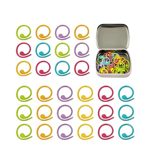 Image of Wonafa 50 Pcs Helical-Shaped Crochet Markers Ring,Boxed Crochet Rings,Multicolor Metal Stitch Markers Knitting Stitch Markers for Sewing Knitting DIY and Handmade Crafts (Spiral-50Pcs)