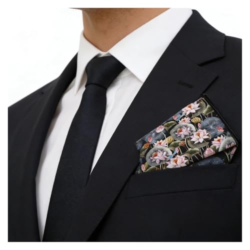 Pañuelo de bolsillo clásico de algodón con estampado de flores elegante 4