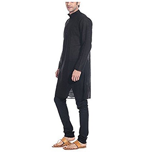 Kurta Pyjama Homme Lin Noir Ensemble Traditionnel L