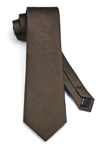 Image of HISDERN Ties for Men Solid Houndstooth Neckties Handkerchief Formal Business Tie & Pocket Square Set Wedding Party