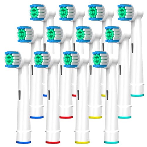 Banavos Replacement Toothbrush Heads Classic Round Brush Heads Replacement Refills Compatible with Braun Oral B Electric Rechargeable Toothbrushes, 12 Pack with 4 Hygienic Caps