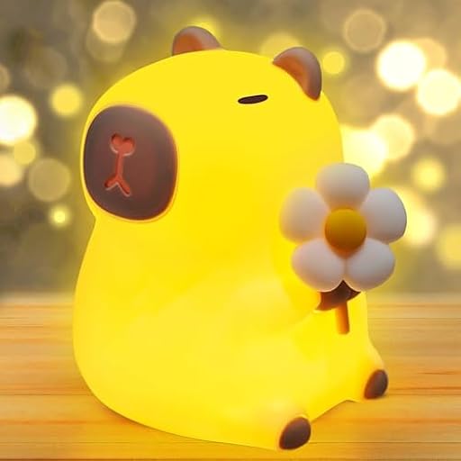 xinrongda Capibara luz de la Noche los Niños, Capybara Lámpara de Control Táctil para la Mesita de Noche, Carga USB Kawaii Silicona Lámpara de Animales para el Dormitorio, Cuarto de Niños, Adultos | Ya disponible en tu tienda friki favorita! En mundofriki.es!