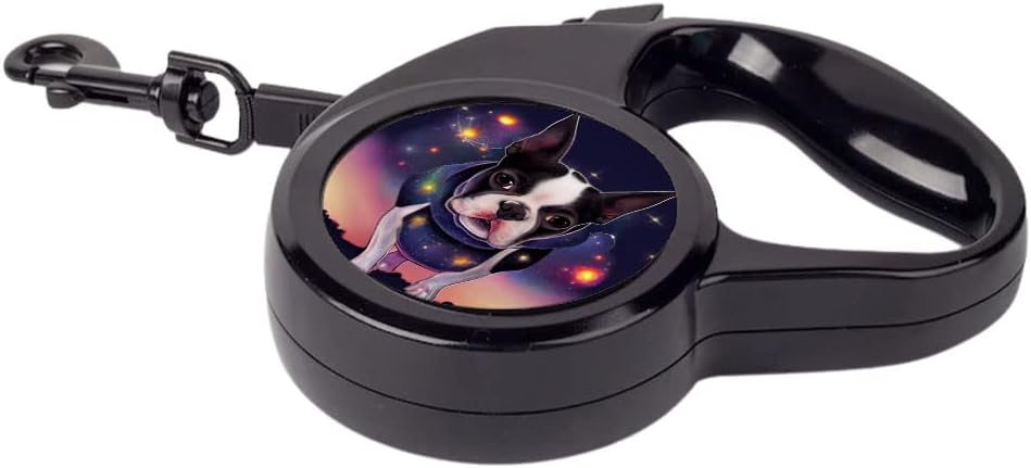 Funny Boston Terrier Retractable Pet Leash - Galaxy Themed Leash - Printed Dog Leash - 197 inches
