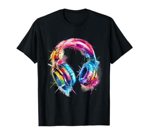 Headphones Music DJ Colourful Music Headphones Music Lover T-Shirt