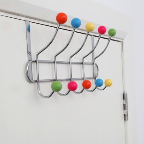 Premier Housewares Over Door Hooks Multi Color Plastic Over The Door Hanger / Hangers For Bedroom 10 Chrome Finish Hook Back Of The Door Coat Hanger 40 x 12.5 x 17.5