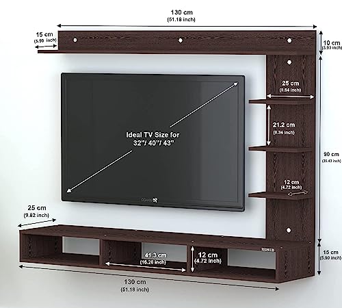 Image of Anikaa Tyron Engineered Wood TV Entertainment Unit, Wall Mounted TV Unit /Wall Mounted Stand for Set Top Box (Wenge)(Ideal for Upto 42 inch)(D.I.Y)