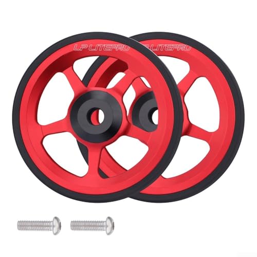 60mm Aluminum Alloy Easy Wheel with M6 Bolt for Brompton Folding Bike Spare Parts, Replacement Easy Wheel Rack Accessories(red)