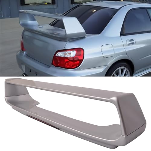 Fit 2002-2007 Subaru Impreza WRX Sedan Trunk Spoiler STI Style Painted #01G | IKON MOTORSPORTS with 3rd Brake LED Light Paint #01G Platinum Silver Metallic ABS Plastic Rear Trunk Lid Spoiler  product thumbnail 10