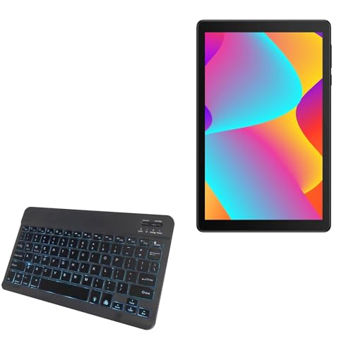 BoxWave Keyboard Compatible with TCL TAB 8 Wi-Fi Android Tablet (8 in) - SlimKeys Bluetooth Keyboard - with Backlight, Portable Slim LED 7 Colors - Jet Black