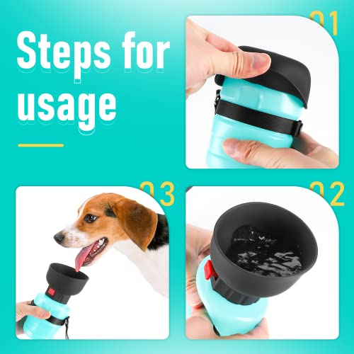Swsun Portable Dog Water Bottle With A Foldable Bowl 2-In-1 Design, Leak-Proof Dog Water Bowl Dispenser Suitable For Outdoor Dog Walking, Hiking, And Traveling. Bpa Free, 14Oz Light Blue #TOP4