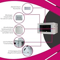 Netzwerkschrank 19 Zoll 6HE I 600 mm Tiefe I Serverschrank Grau montiert – Ansicht 4