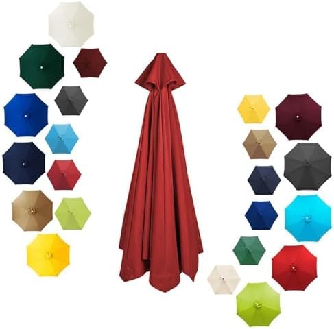Garden Parasol Canopy Cover, 6/8-arm Sun Umbrella, UV Resistant And Waterproof, Suitable For Courtyards And Beaches,Red,8.2ft (250cm)/6 Ribs