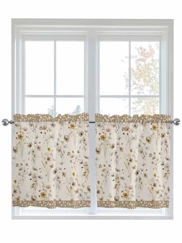 Lsrtoss 2 Panel Kitchen Curtains for Small Windows, Vintage Spring