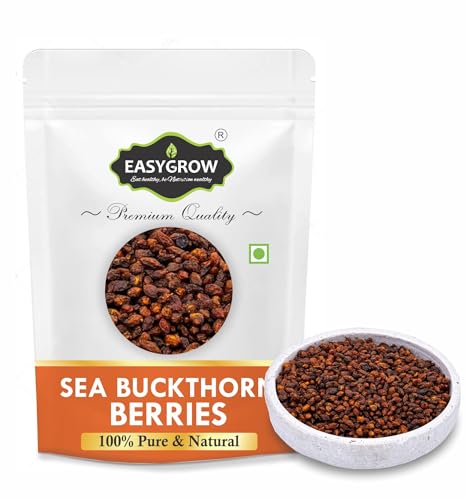 Image of Easygrow Whole Sea Buckthorn Berry - 400 gm , Natural Sea Buckthorn Berries for Skin, Rich in Collagen, Vitamins & Phytonutrients (400 gm)