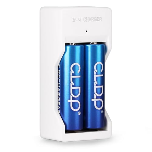 CLDP Rechargeable AA Batteries 2 Pack with 2 Bay Charger, 1.6V 2500mWh Ni-Zn Double A Battery Fast Charging,Long Lasting Rechargeable Batteries with Charger