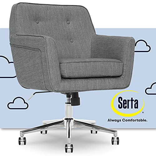 Amazon Crazy 🔥 Deals Serta Ashland Ergonomic Home Office Chair with Memory Foam Cushioning Chrome-Finished Stainless Steel Base, 360-Degree Mobility, Fabric, Grey