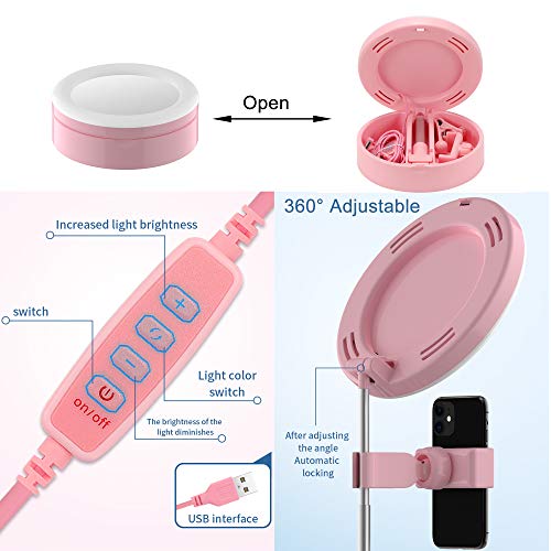 XUBX Faltbare Selfie Ringlicht, LED Ringleuchte mit Stativ und Handyhalter, Schminke Kosmetikspiegel Licht Dimmbare 3… – Bild 7