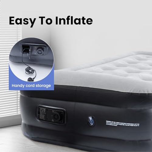 Youyijia Single Inflatable Air Mattress Air Bed with Built-in Electric Pump Double Blow Up Mattress with Integrated Pillow & Storage Bag for Home Portable Camping,196 x 95 x 46cm - Image 4