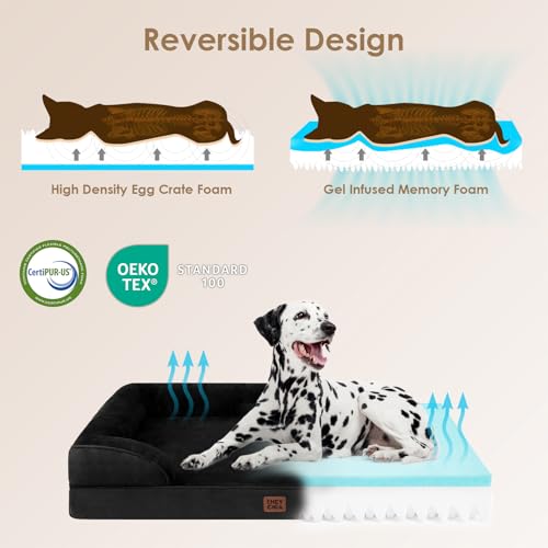 Image of EHEYCIGA Orthopedic Dog Bed for Small and Medium Dogs, Waterproof Memory Foam With Sides, Non-Slip Bottom, Egg-Crate Foam, Washable Removable Cover, Black