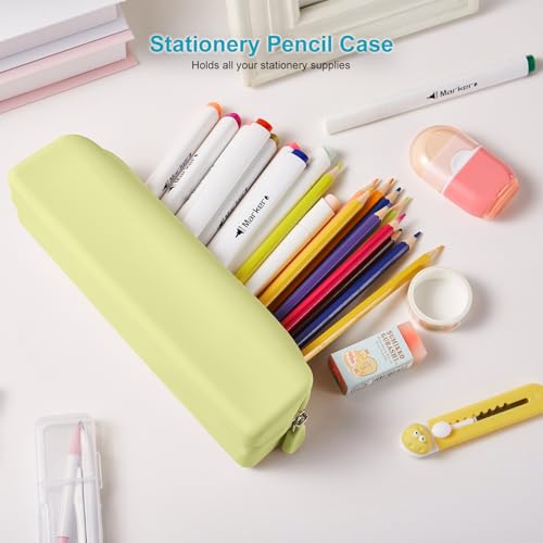 Image of Silicone Pencil Pouch, Pencil Case Organizer, Cute Penci Bag, Pencil Case Pouch, Pencil Bag, Makeup Pouch Peak Green