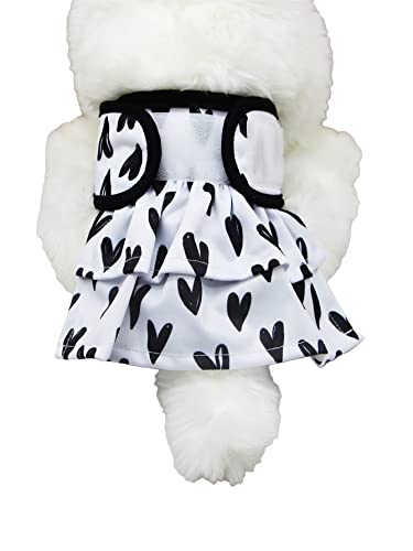 Qwinee Heart Print Dog Diaper Sanitary Pants Washable & Reusable Female And Male Dog Puppy Diapers Belly Wraps Leakproof Nappies Sanitary Pants For Small Medium Dogs Cats Kitten Black And White Xs #TOP12