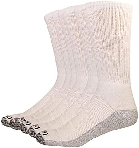 Dickies Genuine Men's 5-pair Crew Style Work Socks - White with Grey (6-12) - Image 3