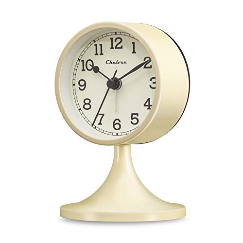 Chelvee Alarm Clock,3 inches Quartz Analog Desk Alarm Clock, Silent No Ticking,Battery Operated