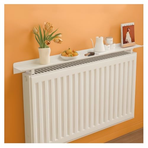 GRRICEPL Cubreradiador Metálico, Estante Laminado, Cubreradiador De Diseño De Listones con Estante Superior, con Estante(140 cm)