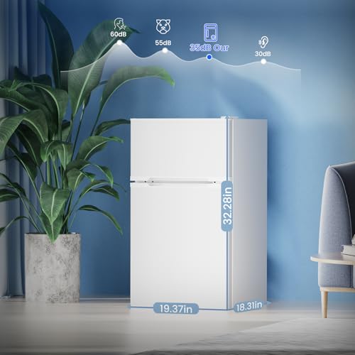 Electactic 3.1 Cu.Ft Small Fridge with Freezer, Compact Refrigerator with 2 Doors, Mini Fridge with Adjustable Removable Glass Shelves for Bedroom, Dorm, Office or Apartment,White by Electactic - Image 4