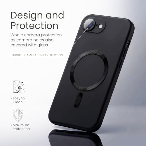 Image of amazon basics Premium Mag-Safe Case for iPhone 16E | Shockproof & Anti-Scratch Cover | Soft Silicone with Wireless Charging | Camera Lens Guard - Black