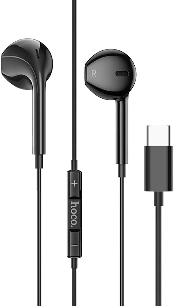 M101 - Crystal Joy Wire-Controlled Digital Earphones With Microphone, Plug: Type-C, Cable Length: 1.2m, Compatible With Huawei Xiaomi OnePlus iPad Pro/iPad Air With Type-C Interface - Black