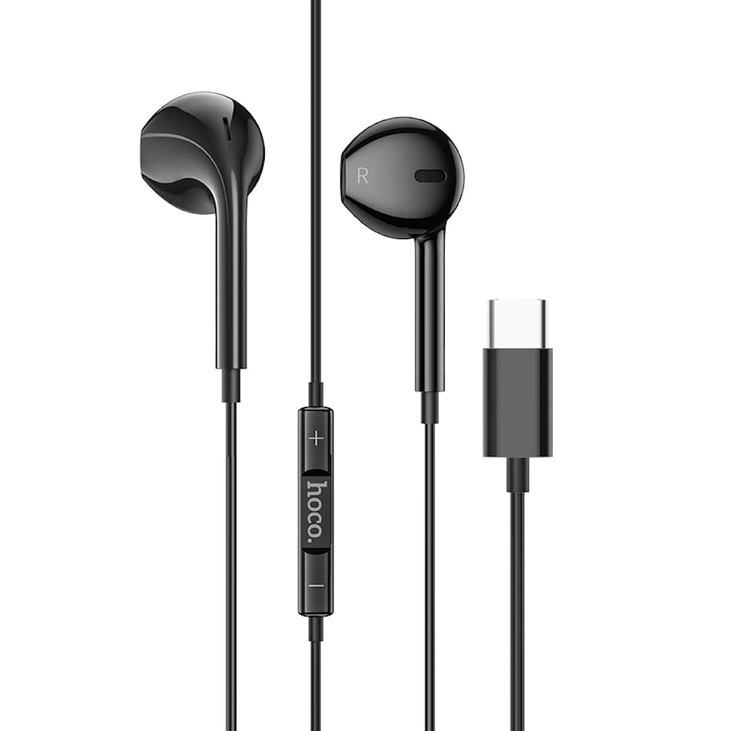 M101 - Crystal Joy Wire-Controlled Digital Earphones With Microphone, Plug: Type-C, Cable Length: 1.2m, Compatible With Huawei Xiaomi OnePlus iPad Pro/iPad Air With Type-C Interface - Black