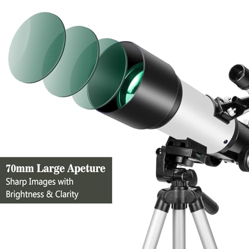 Image of Telescopes, Telescope for Kids and Adults Beginners, 70mm Aperture 400mm Focus Length Refractor Travel Telescope with AZ Mount for Observe The Moon and Landscape