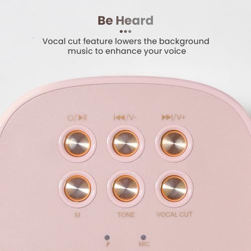 Image of Toreto Wireless Bluetooth Speaker 10W with Wireless Karaoke Mic, 6H Playtime, Voice Changing Feature, Deep Bass, USB, AUX, BT5.3 /TF Card, Outdoor Speaker with Carrying Strap (Jukebox, Pink)