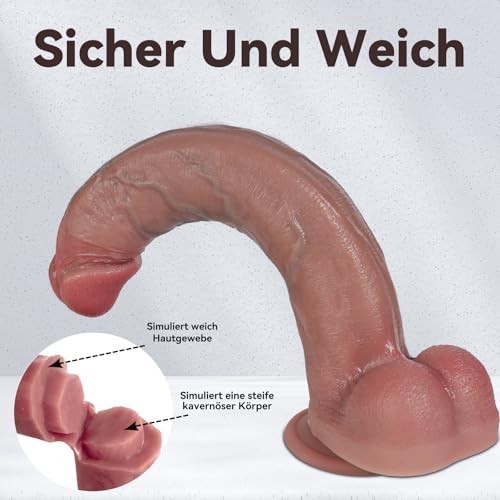 30CM Realistische große Dildo Sexspielzeuge, Dual-Layer Realistischer Diloschwanz für Frauen, G-Punkt und Anal mit starkem Saugnapf große Erwachsenen-Penis Sexspielzeuge für Frauen Männer und Paare