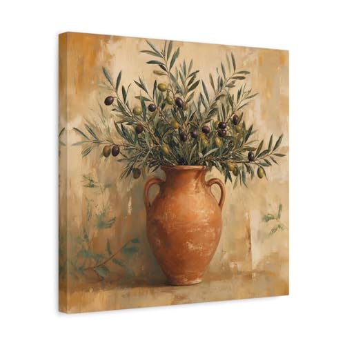Toile branches d'olivier minimaliste imprimée sur canvas premium 3cm