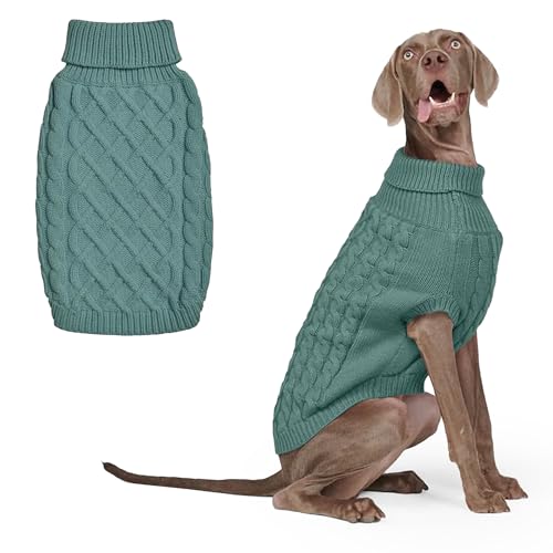 Spark Paws Strickpullover für Hunde – Weicher, Warmer Winterpullover für kleine, mittelgroße und große Hunde – Pullover für Französische Bulldoggen, Pitbulls, Hündinnen und Rüden, (Pine Green,3XL)