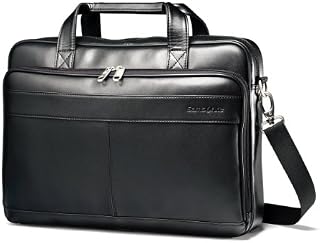 Samsonite Leather Slim Briefcase, Black, 16 Inch
