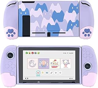 GeekShare Cute Soft Silicone Protective Case Compatible with Nintendo Switch Console and Joy Con- Shock-Absorption and Anti-Scratch Slim Cover Case with Ergonomic Design for Switch -- Purple