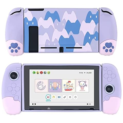 GeekShare Cute Soft Silicone Protective Case Compatible with Nintendo Switch Console and Joy Con- Shock-Absorption and Anti-Scratch Slim Cover Case with Ergonomic Design for Switch -- Purple Cover