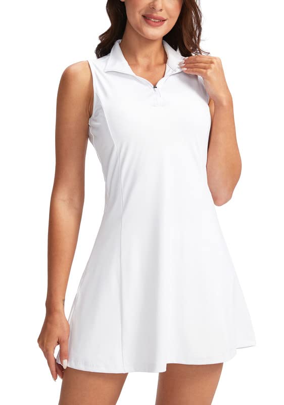 ViodiaWomen's Tennis Golf Dress with Shorts Active Exercise Workout Sports Athletic Dresses for Women with Zipper Pockets