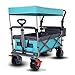 Produktbild HAOSHUAI Lagerwagen Folding Tragbare Trolley Wagen mit Vordach, Warenkorb Heavy Duty Wagon Cargo Carry Trolley for Outdoor/Camping/Angeln/Mall, Last: 120 kg, Grün (Color : Green)